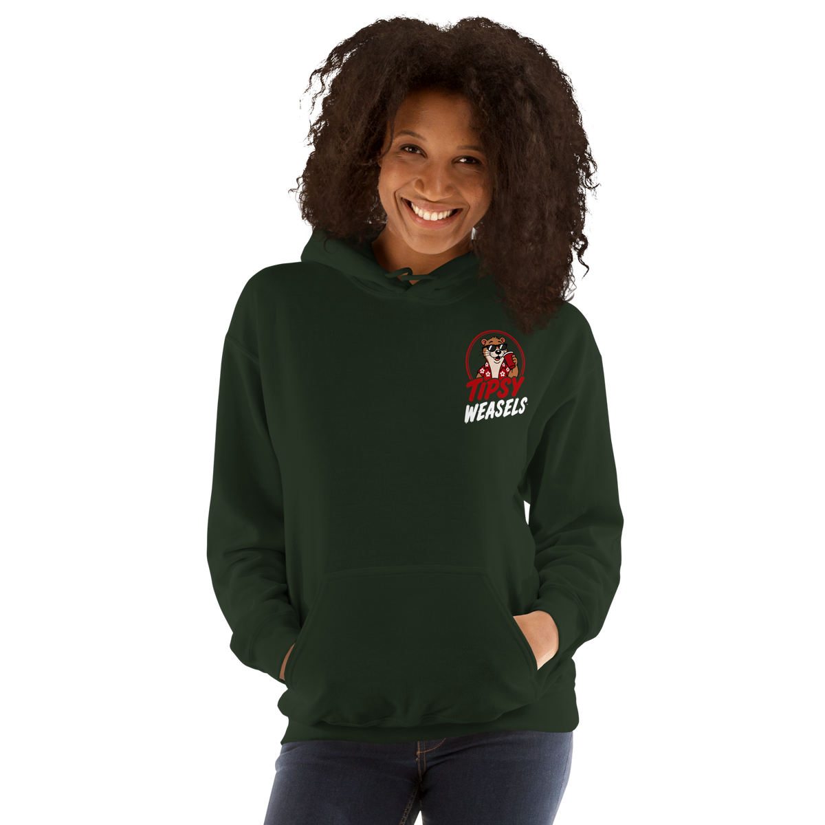 Tipsy Weasels Classic Hoodie - White Logo