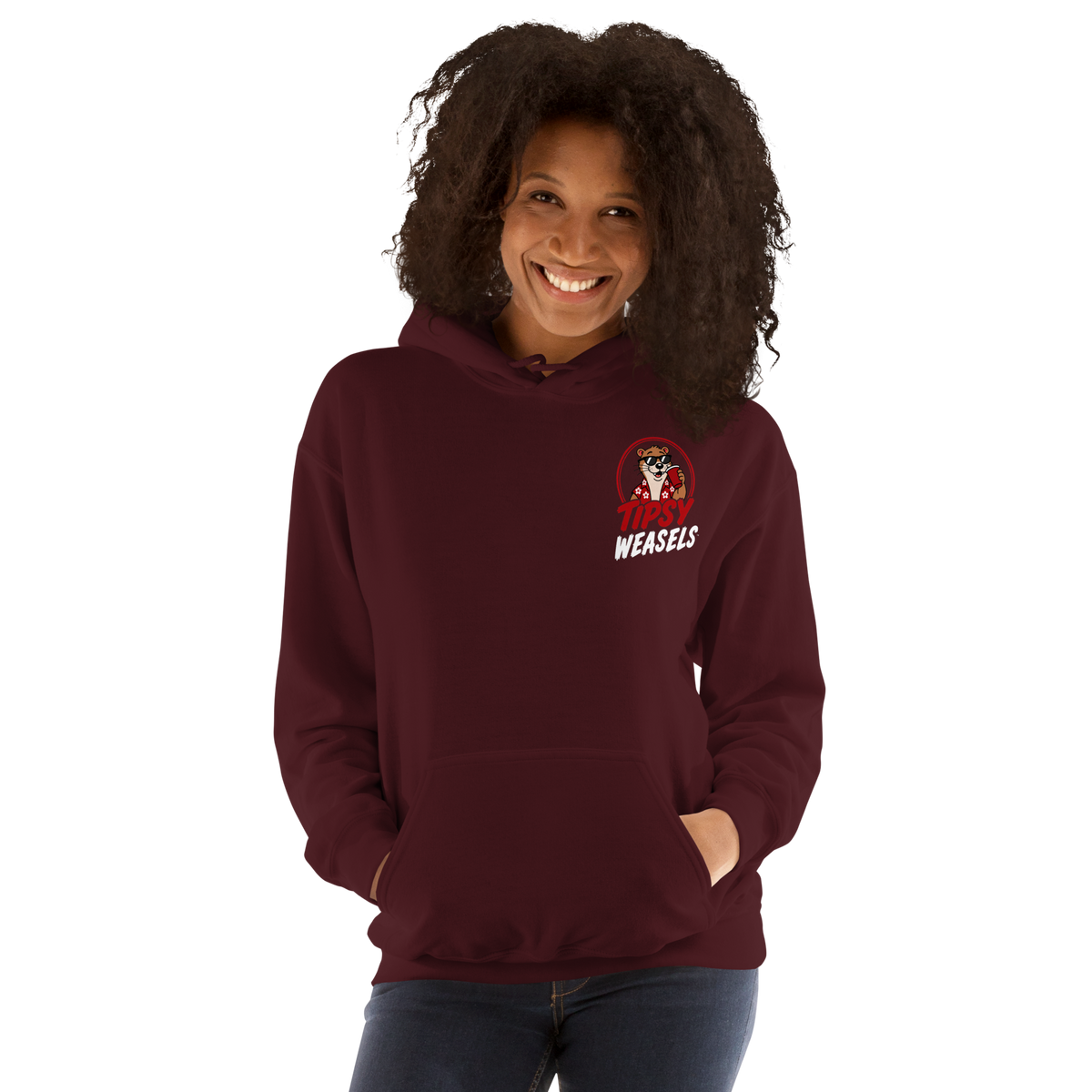 Tipsy Weasels Classic Hoodie - White Logo