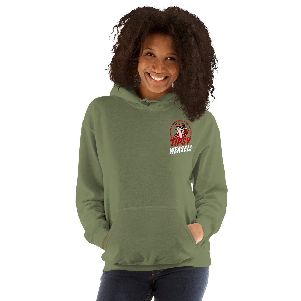 Tipsy Weasels Classic Hoodie - White Logo