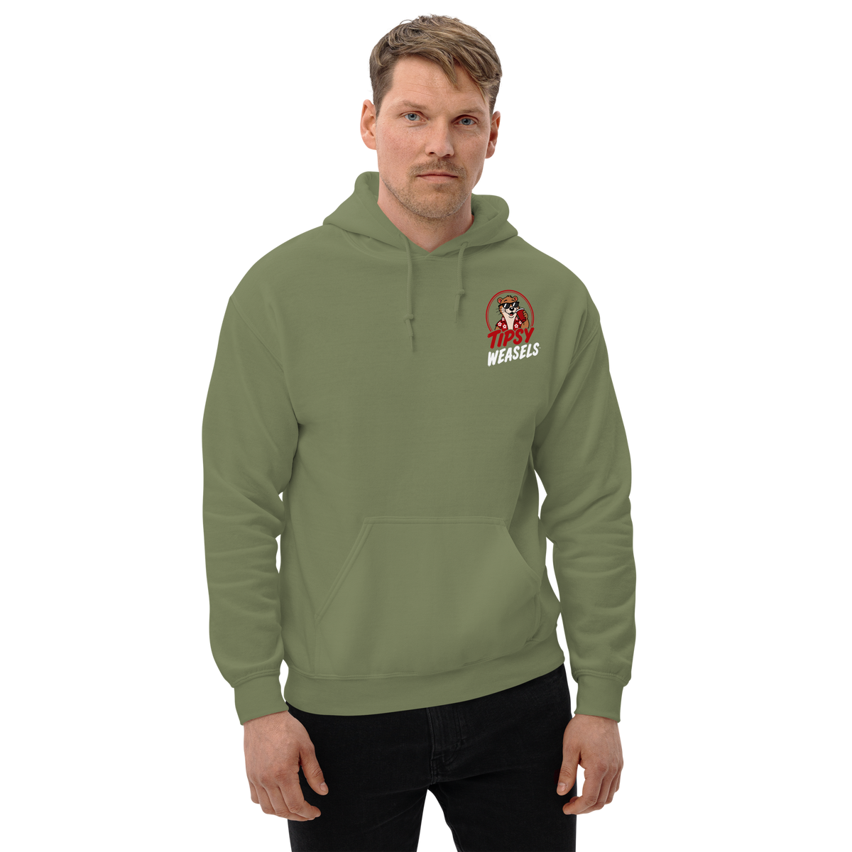 Tipsy Weasels Classic Hoodie - White Logo